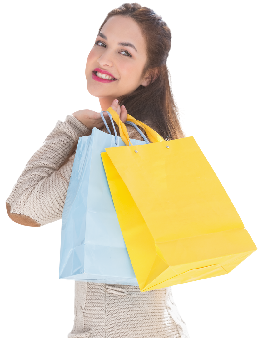 Caucasian Woman Smiling Holding Shopping Bags Transparent Background - Download Free Stock Images Pikwizard.com