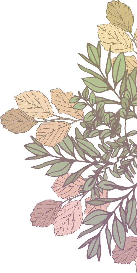 Transparent Botanical Art with Gradient Leaves and Space for Text