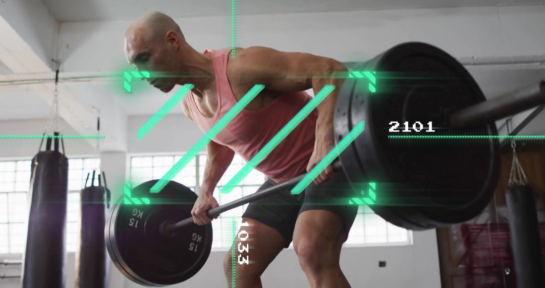 Augmented Reality Interface with Man Weightlifting in Gym - Free Images, Stock Photos and Pictures on Pikwizard.com