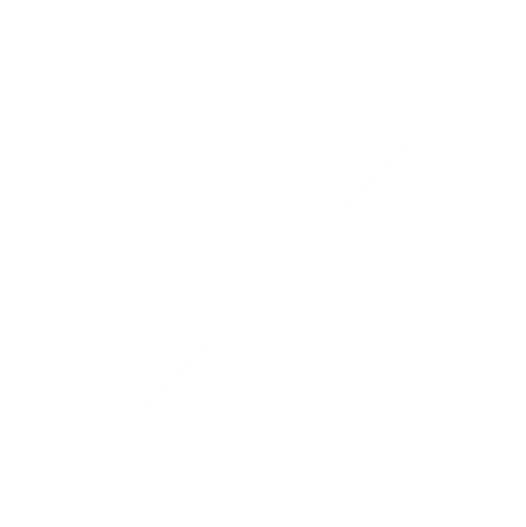 Eight White Arrows Radiating Outward on Transparent Background