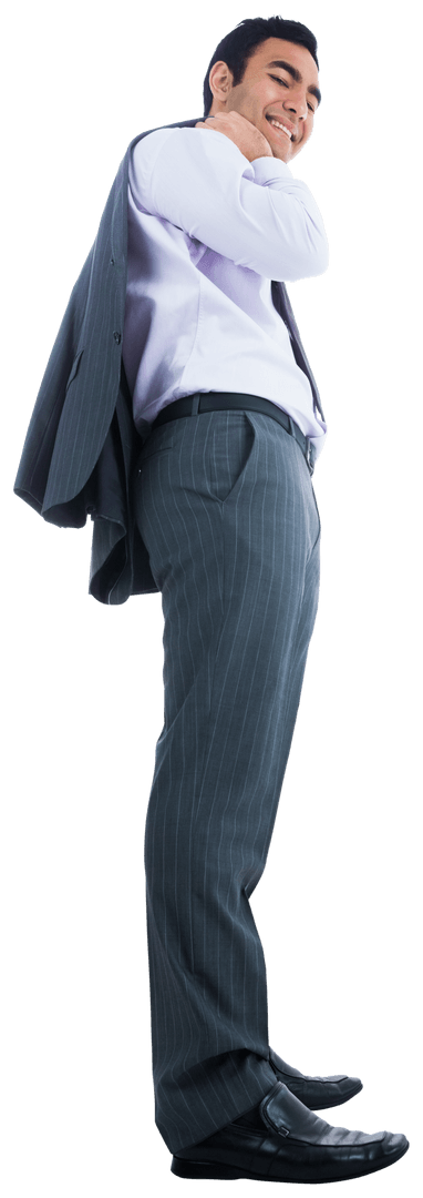 Smiling Biracial Businessman on Transparent Background Isolated