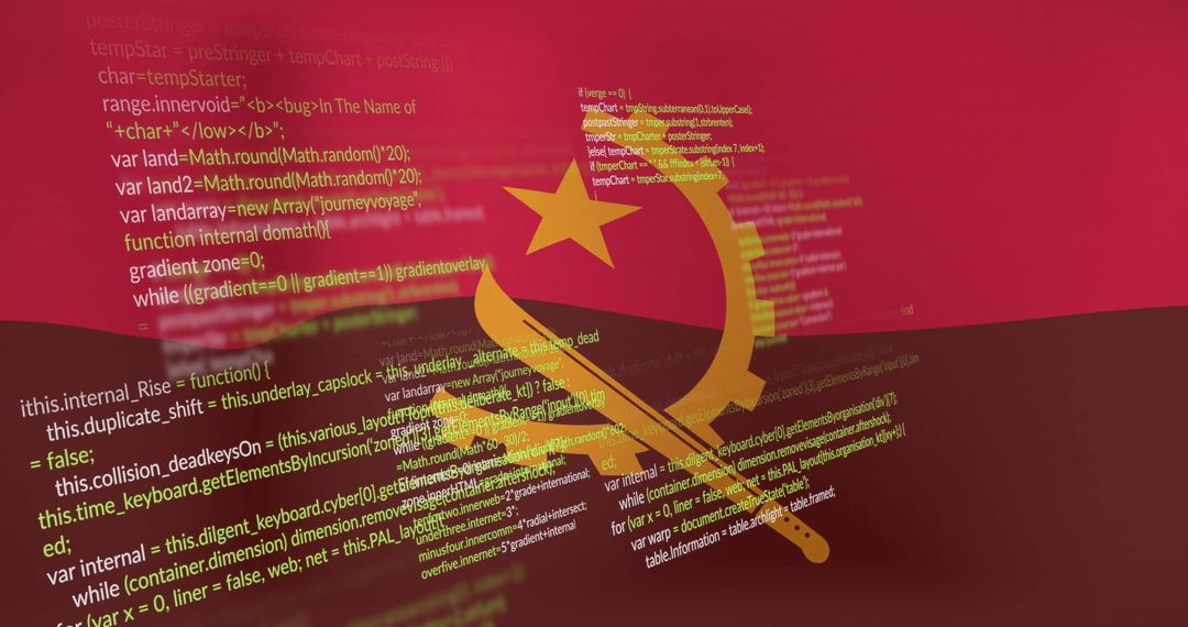 Stylized Angola Emblem with Overlay JavaScript Code Art