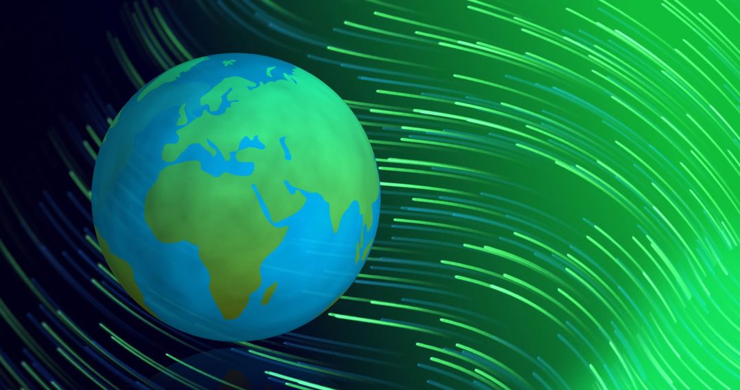 Vibrant Earth Pulsing with Energy Amid Swirling Neon Waves