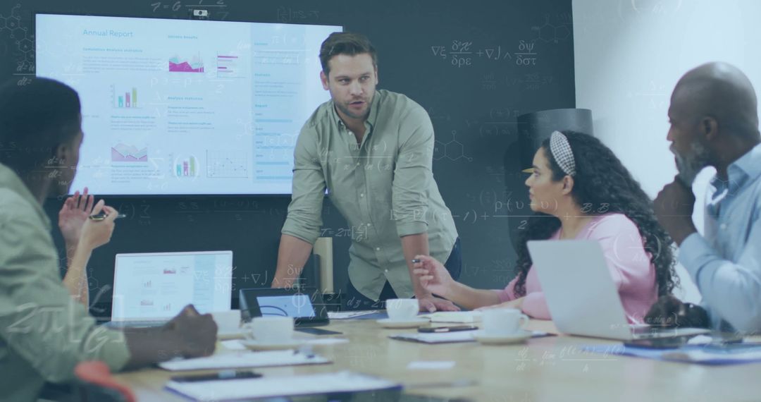 Diverse Team Engaged in Financial Data Presentation