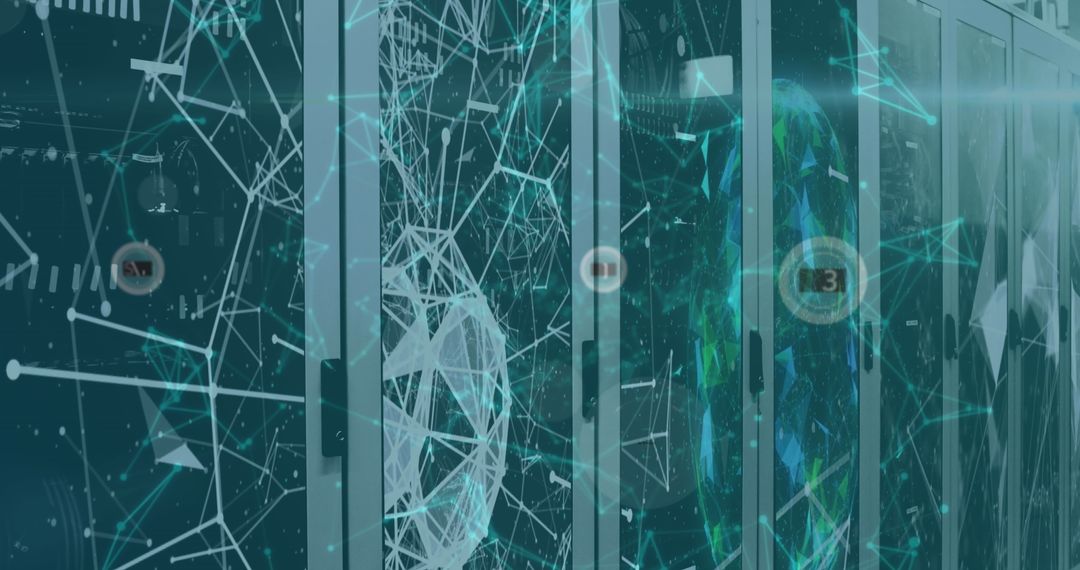 Futuristic Server Room with 6G Technology and Digital Interfaces