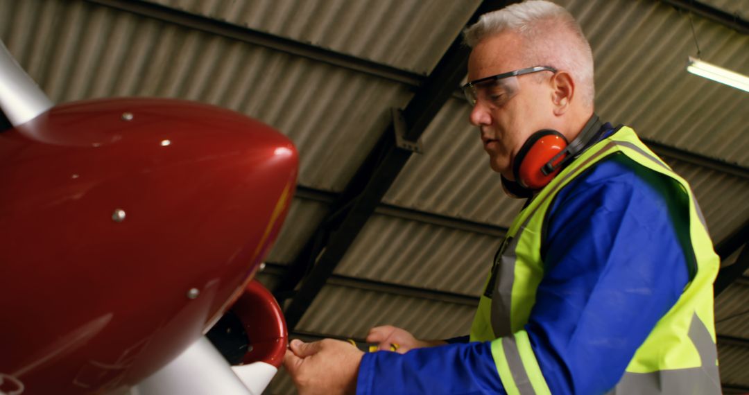 Aircraft Maintenance Engineer Inspecting Airplane - Free Images, Stock Photos and Pictures on Pikwizard.com