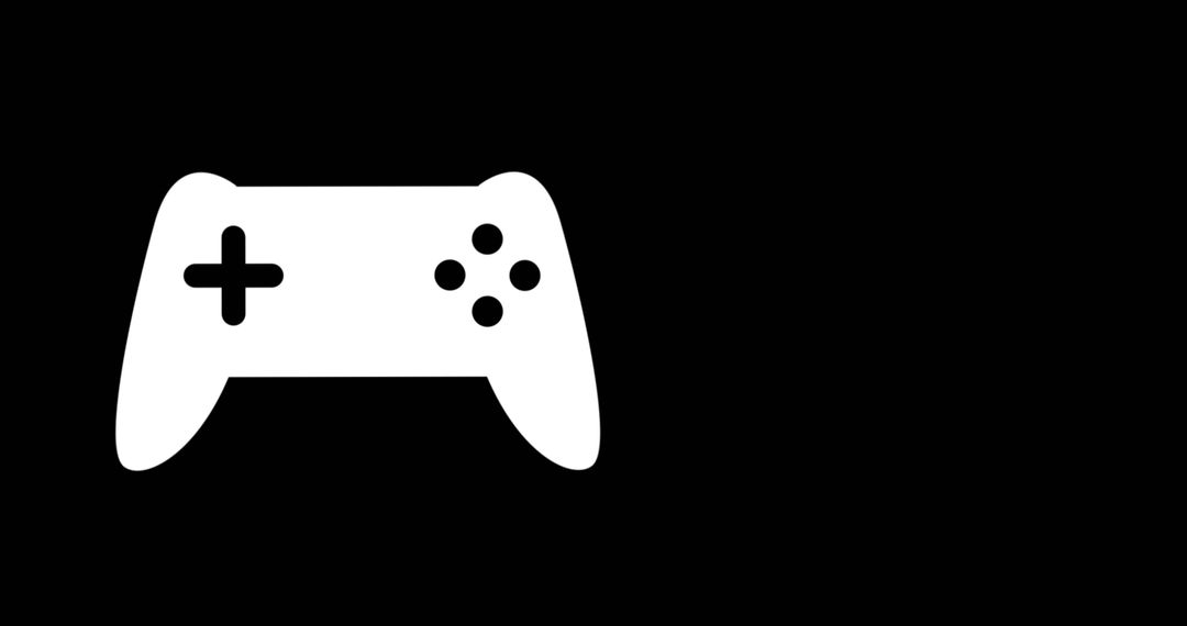 Minimalist Gamepad Icon on Black Background with Copy Space