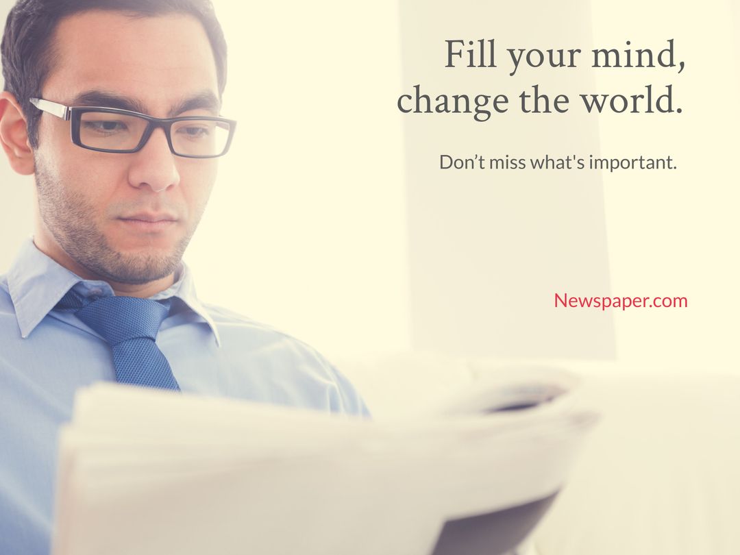 Focused Man Reading Newspaper Inspiring Knowledge