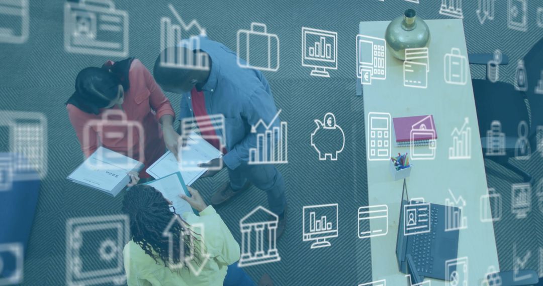 Diverse Team Collaborating on Analytics in Modern Office Setting