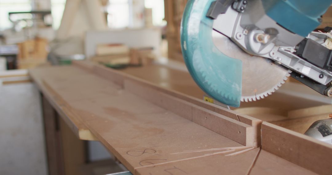 Carpentry Saw in Action in Traditional Workshop Setting