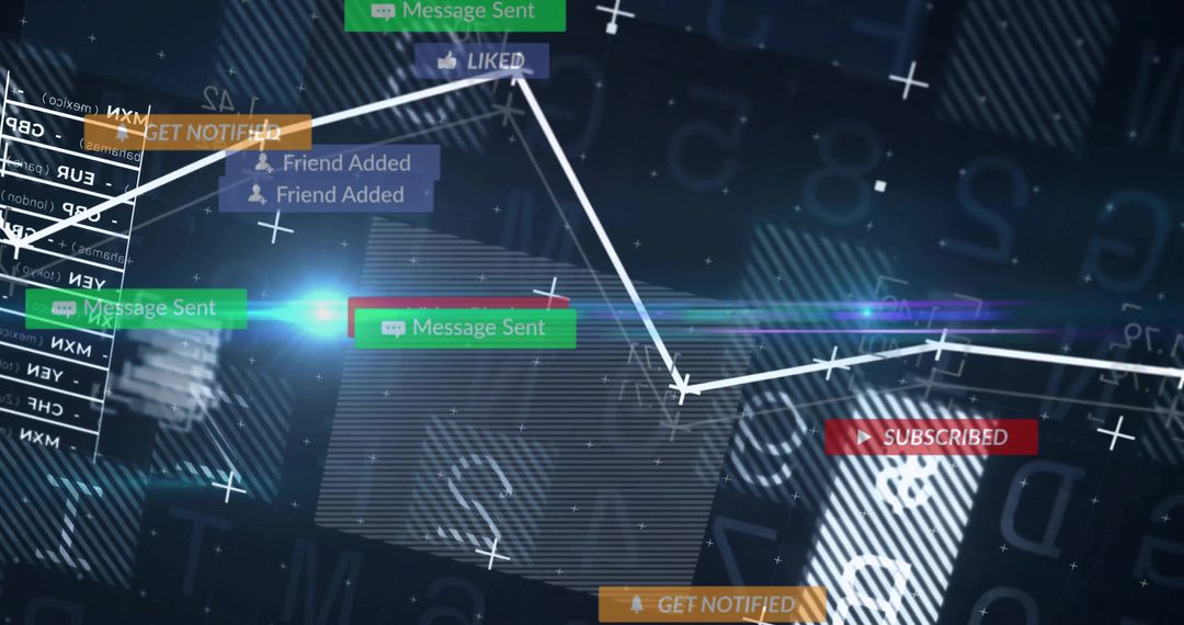 Interactive Tech Interface with Data Sharing and Notification Displays