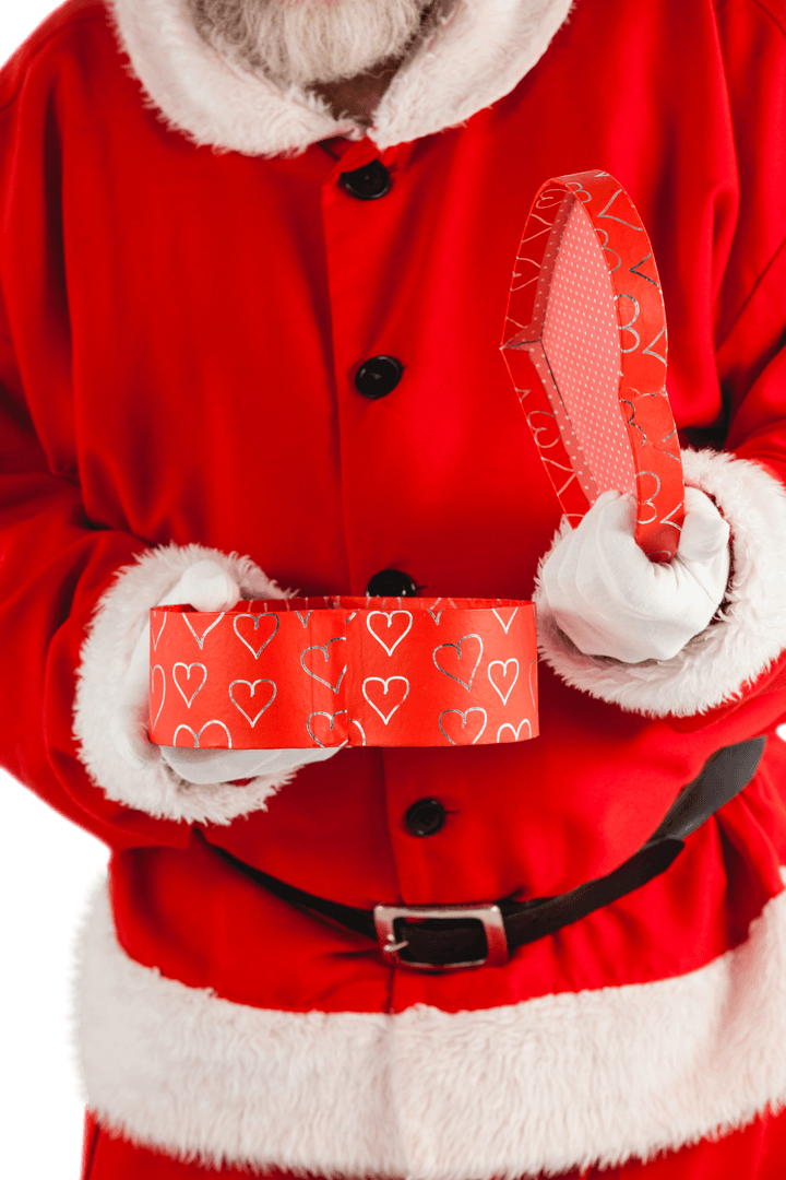 Santa Claus Opening Transparent Red Heart Gift Box