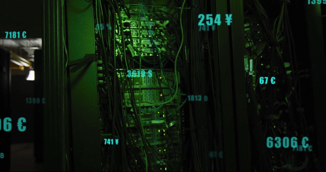 Digital data processing in computer servers room