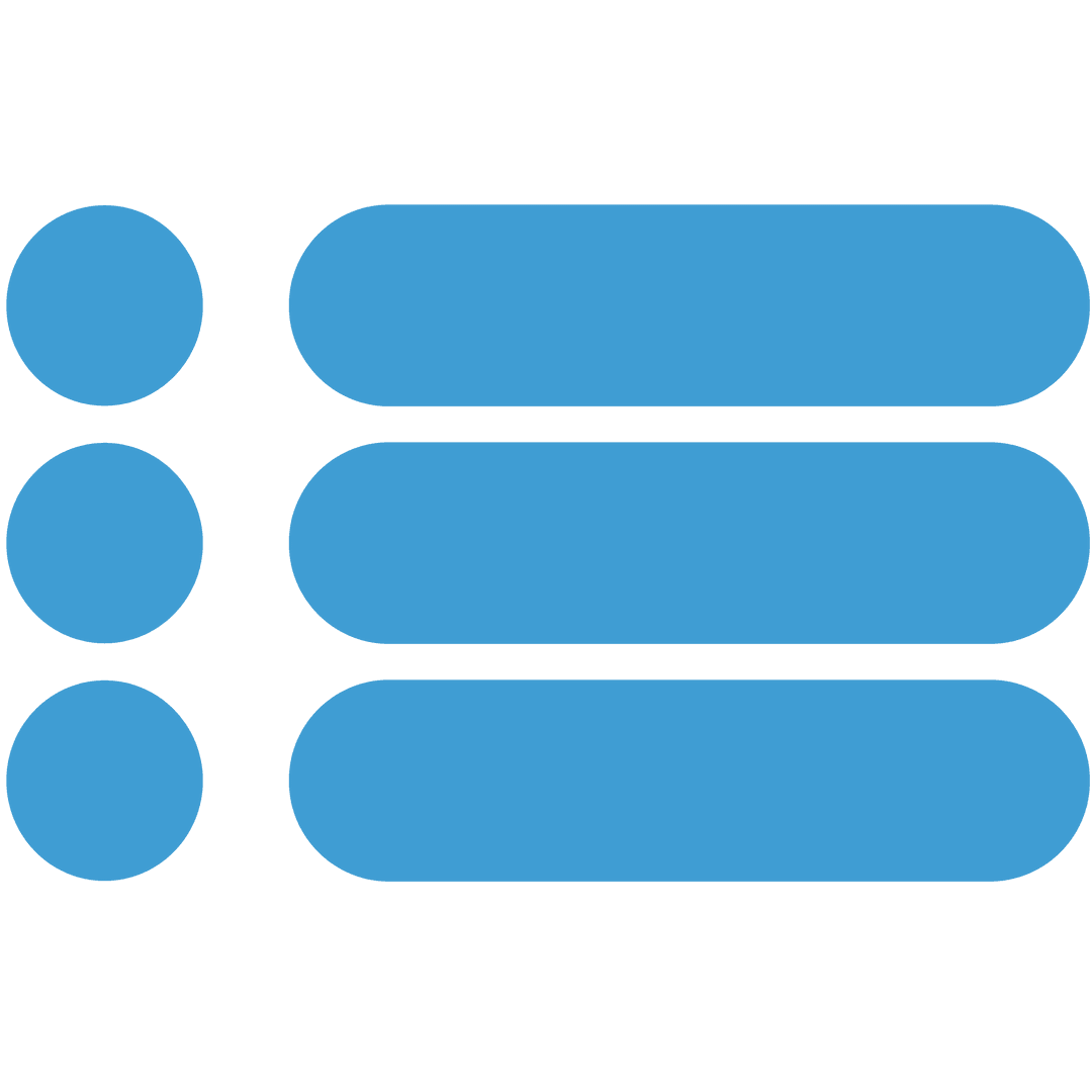 Blue Bullet Points Icons on Transparent Background