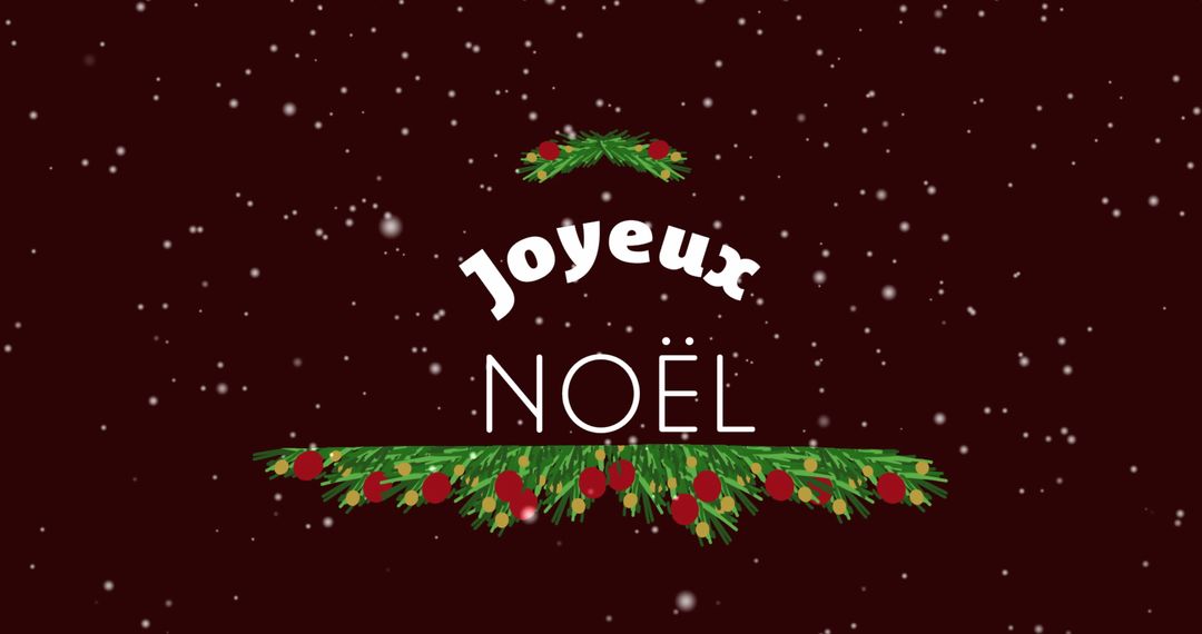 Festive Joyeux Noël Banner with Falling Snow