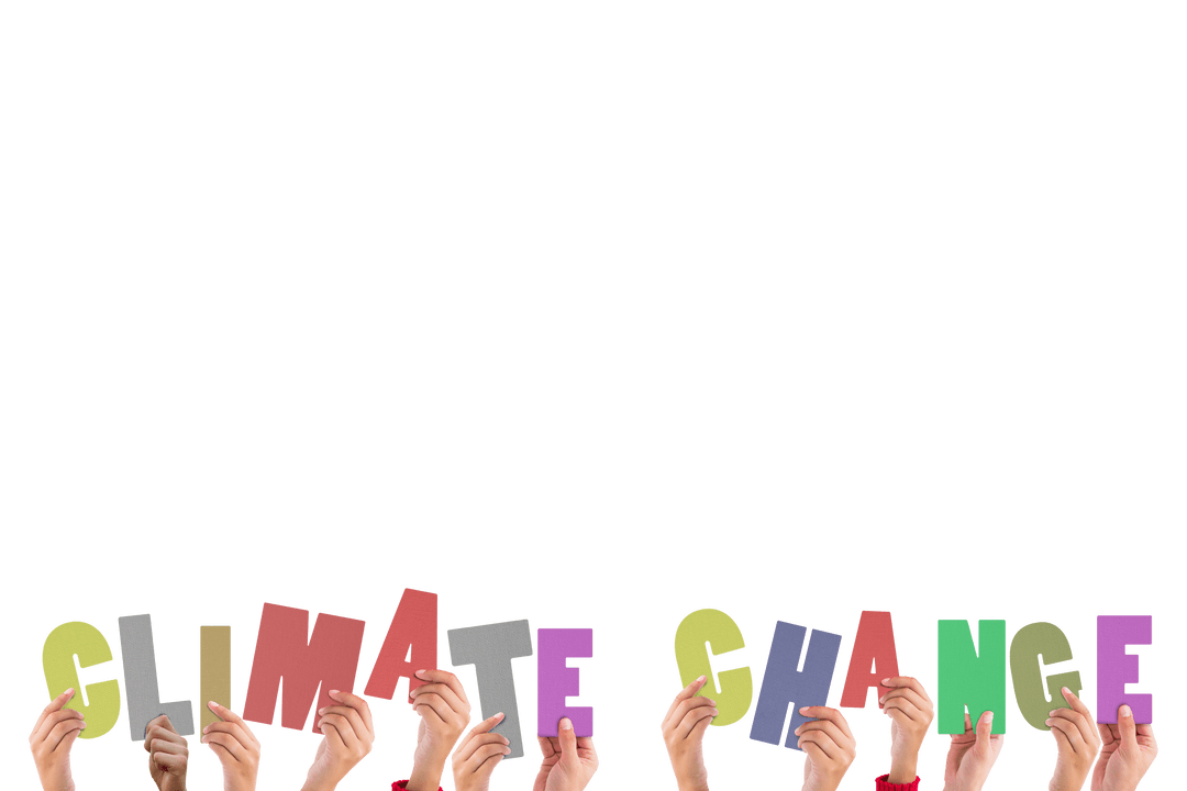 Hands Holding Colorful Transparent Climate Change Letters