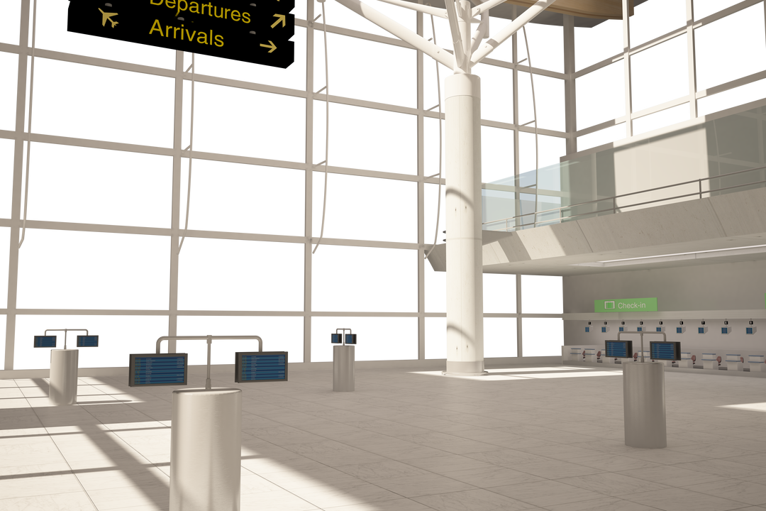 Modern airport interior illustration on transparent background - Download Free Stock Images Pikwizard.com