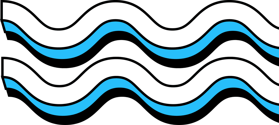 Dynamic Twin Wavy Ribbons on Transparent Background