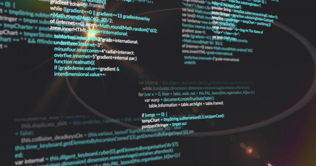 JavaScript Code on Monitor with Coffee Stain and Ambient Lighting