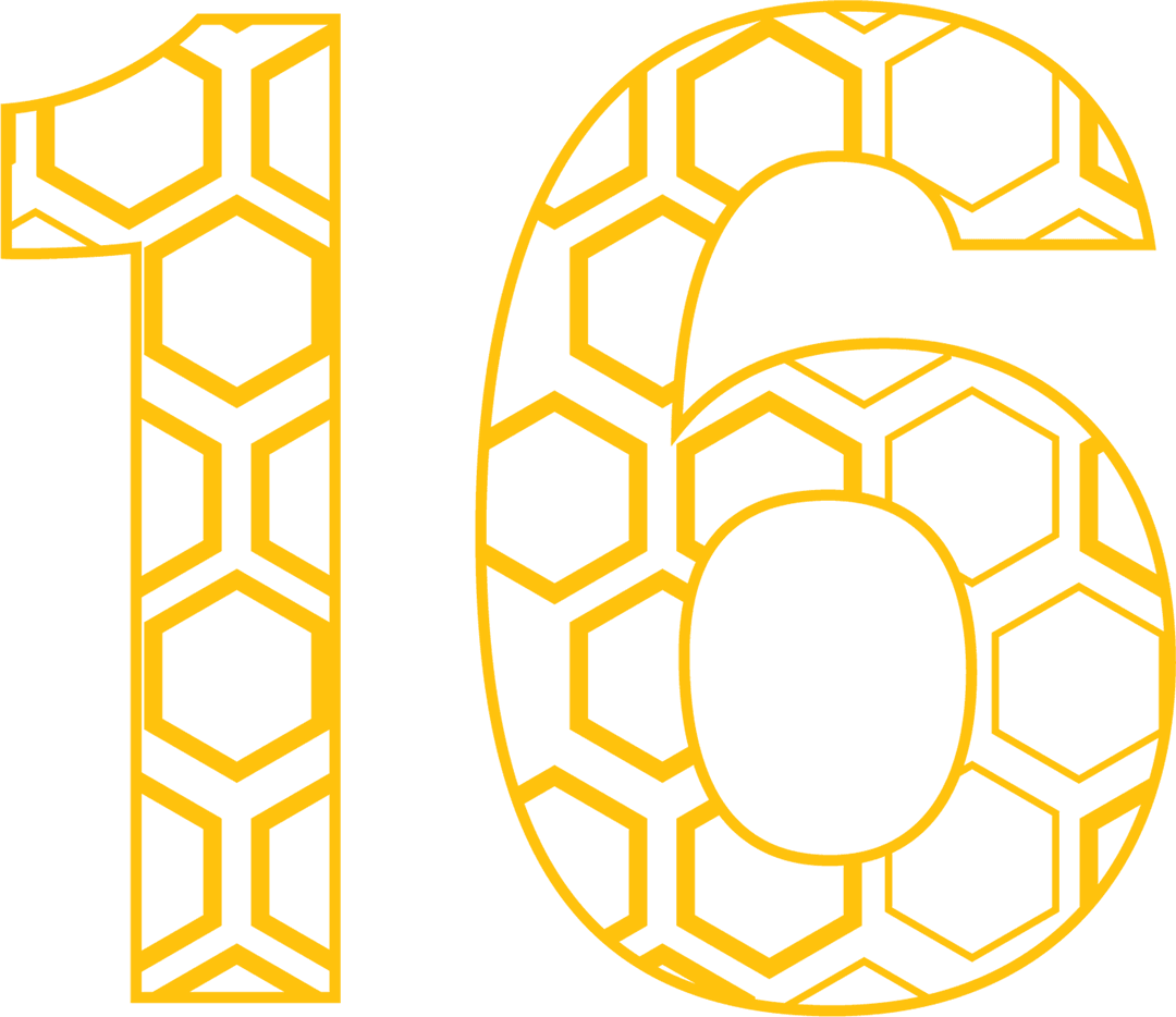Number 16 with Honeycomb Pattern on Transparent Background - Download Free Stock Images Pikwizard.com