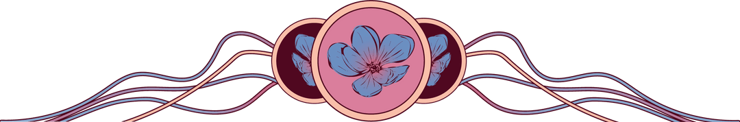 Intricate Floral Emblem with Ribbon Design on Transparent Background