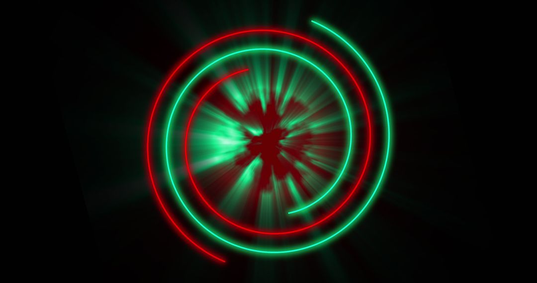Neon Red and Green Circles on Black Background