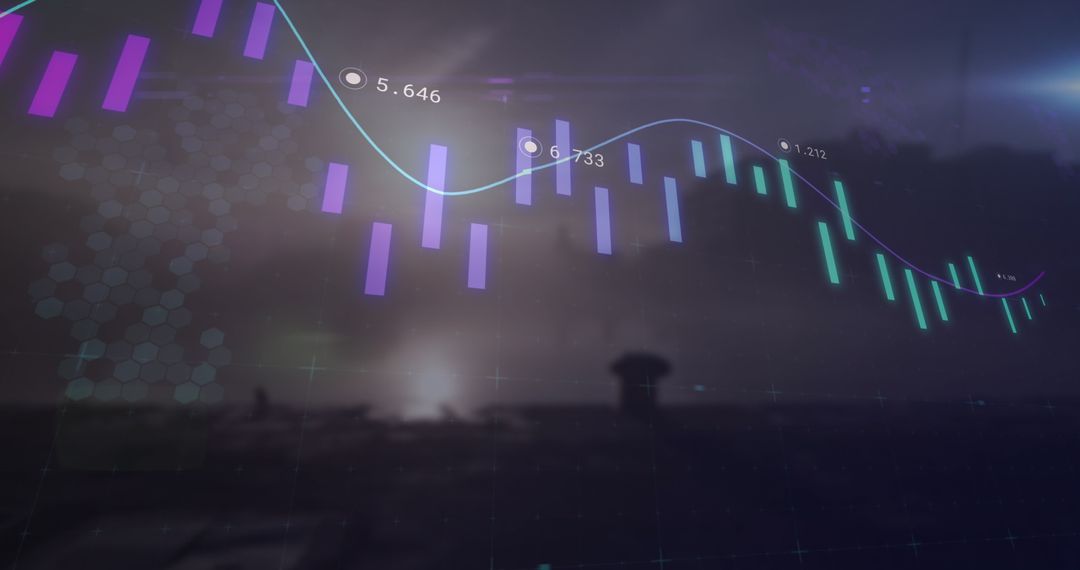 Abstract Financial Chart on Futuristic Interface Background