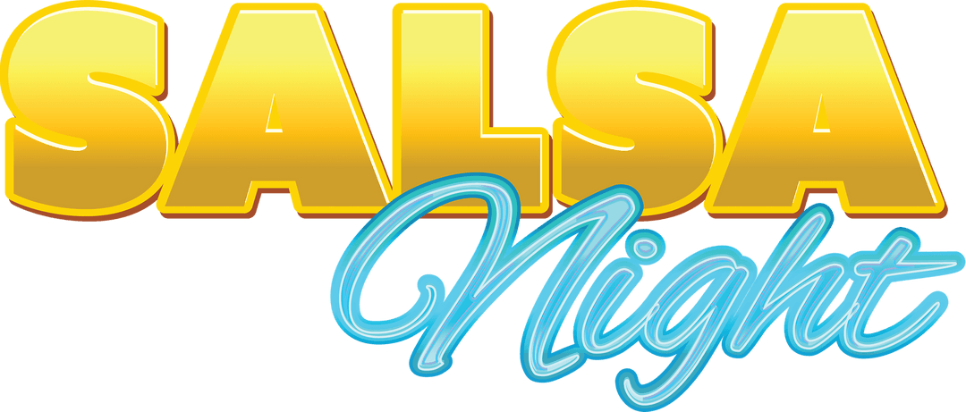 Vibrant Salsa Night Text on Transparent Background for Party Promotions