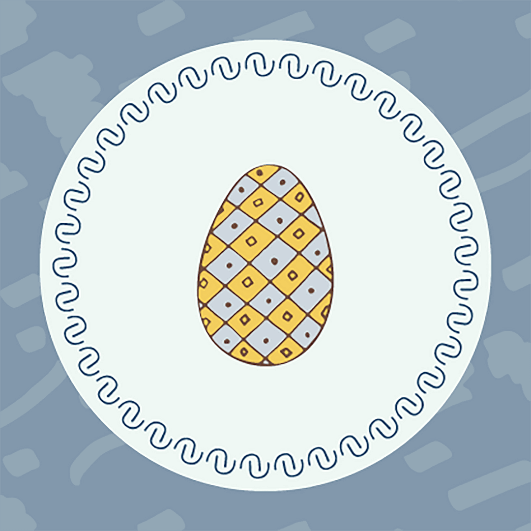 Transparent Easter Egg Design with Colorful Pattern