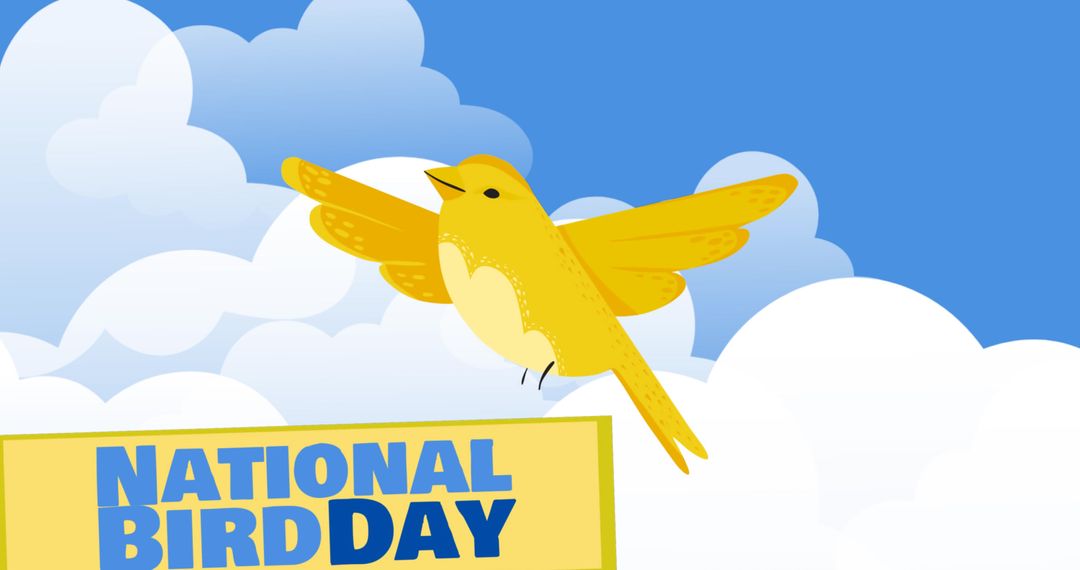 Illustration of National Bird Day with Yellow Bird and Cloudy Sky - Free Images, Stock Photos and Pictures on Pikwizard.com