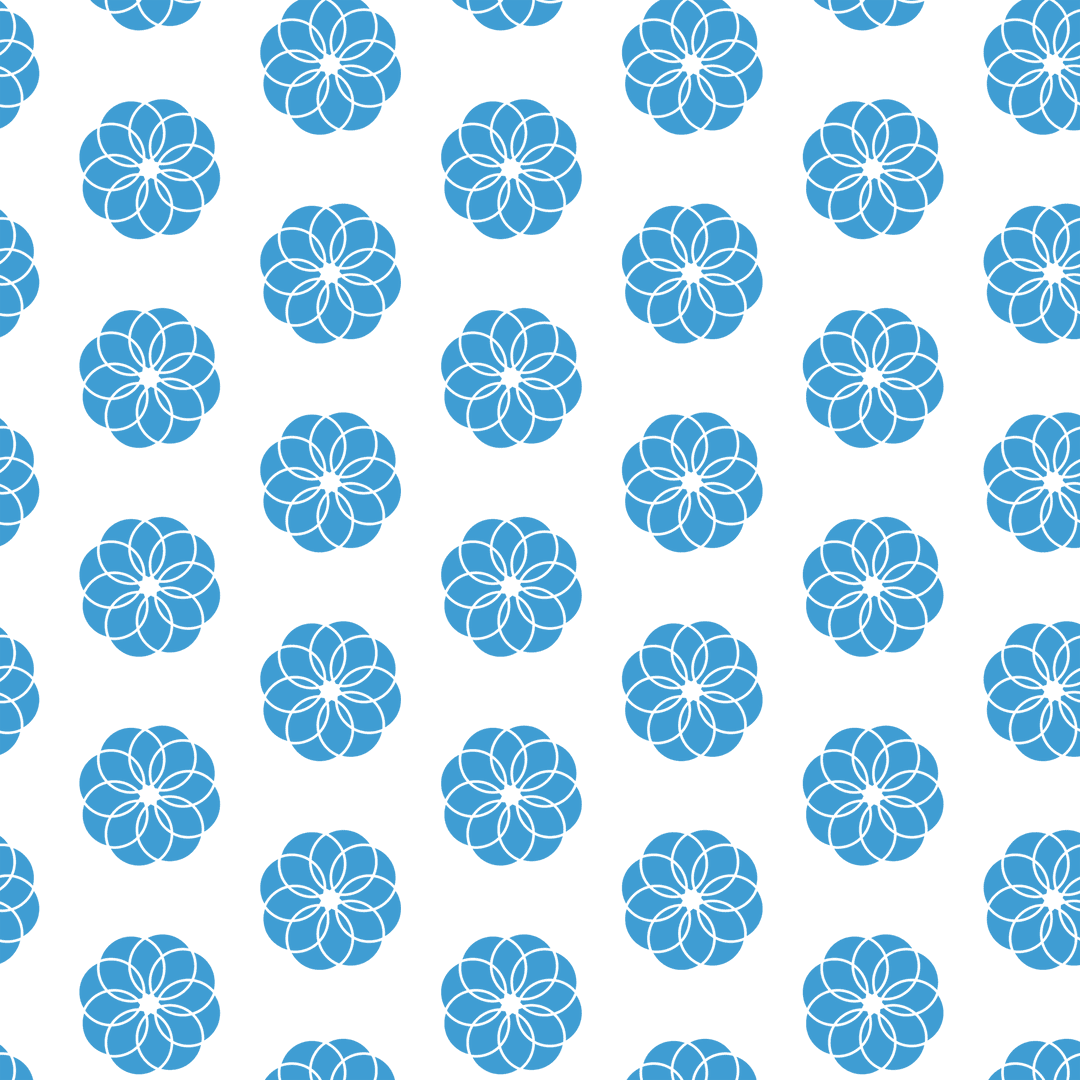 Digital Blue Flower Pattern on Transparent Background