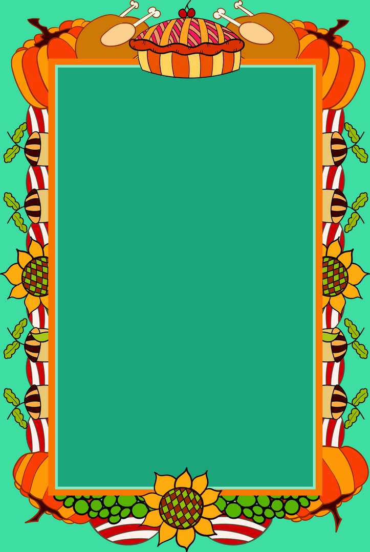 Transparent Thanksgiving Feast Border with Green Background