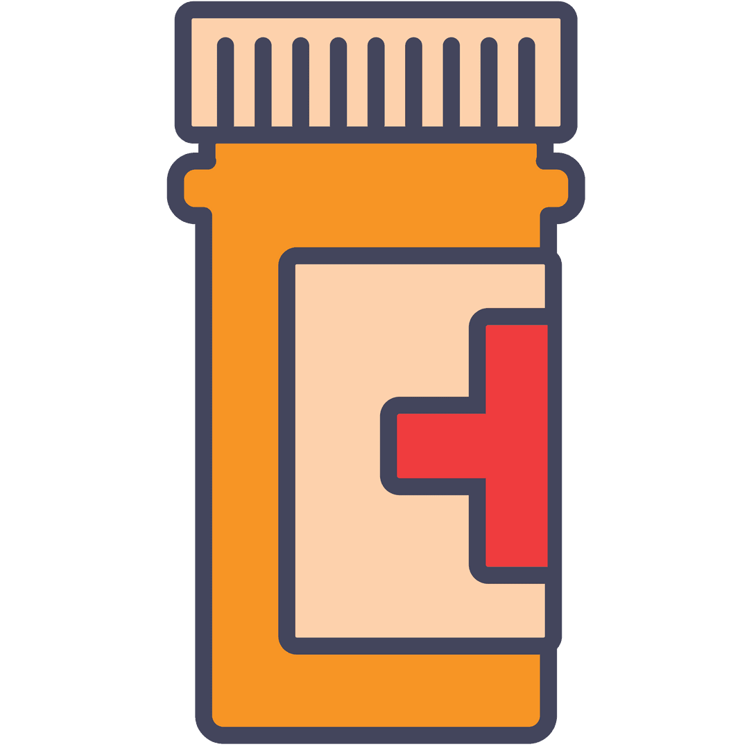 Medical Pill Bottle with Red Cross - Transparent Background
