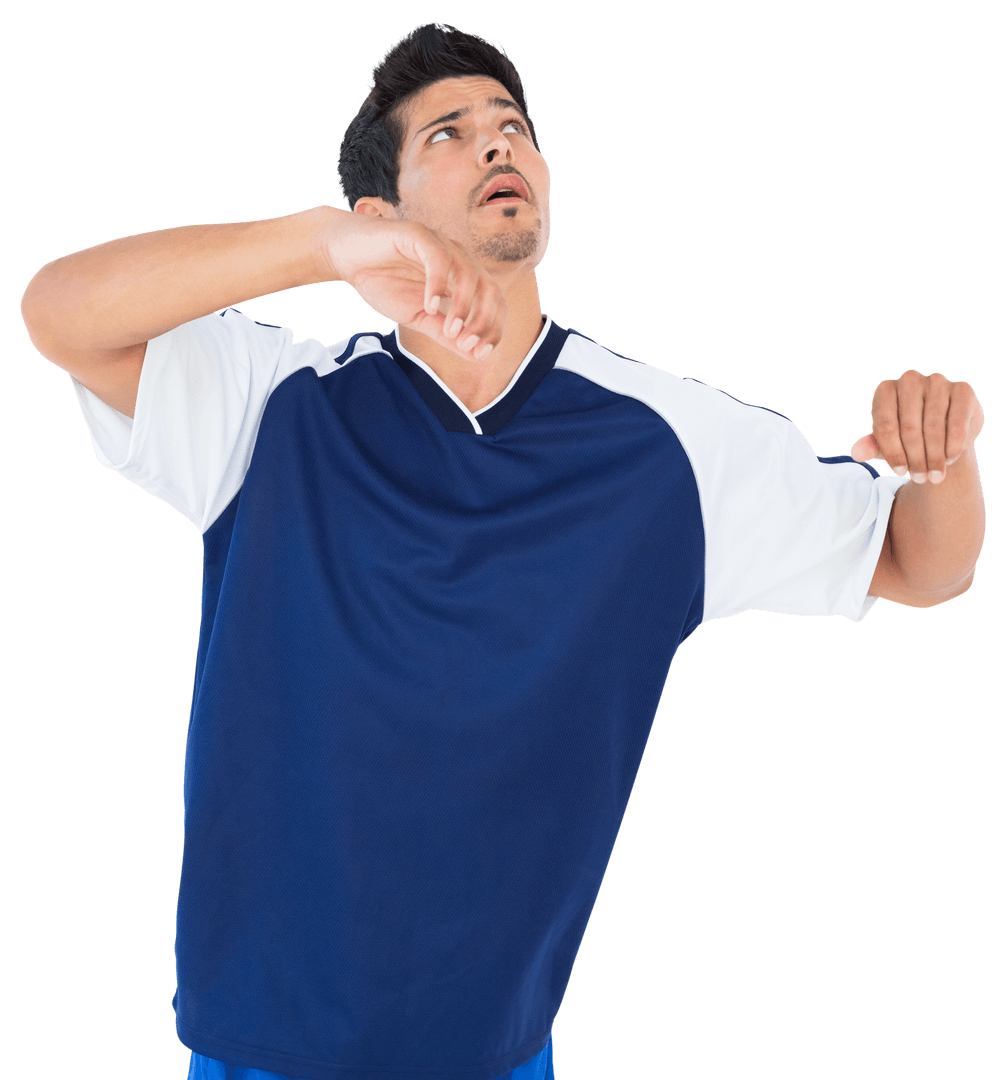 Transparent Football Player in Action Observing Ball