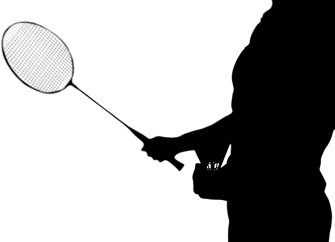 Silhouette of Sportswoman Holding Racket on Transparent Background