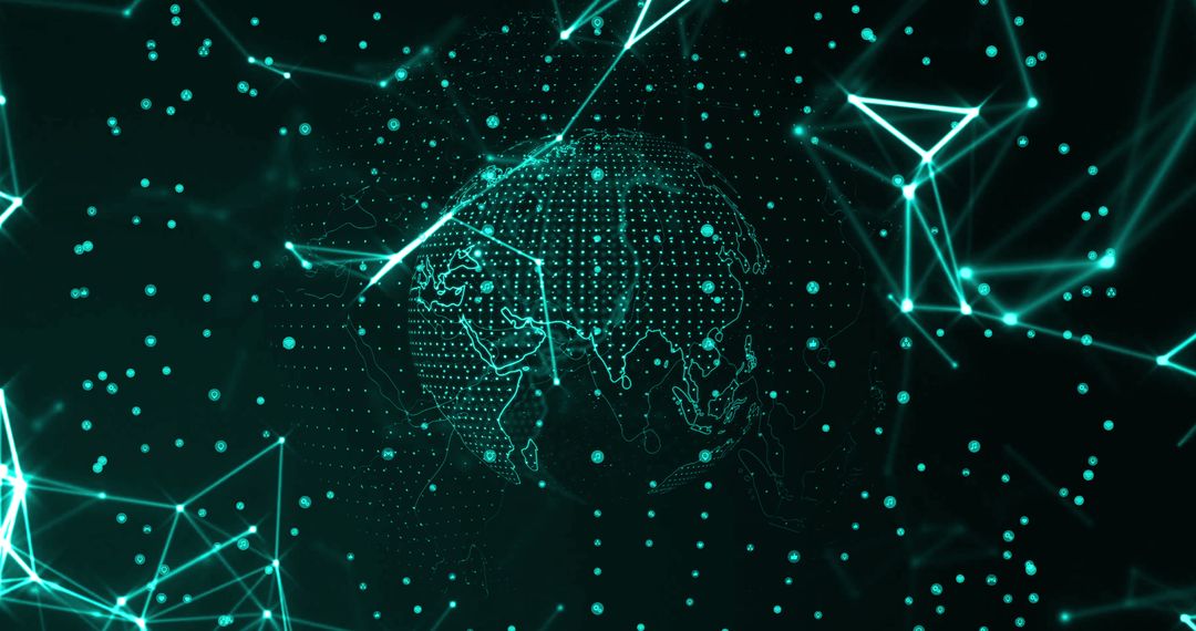 Futuristic Digital Connections Around Spinning Globe