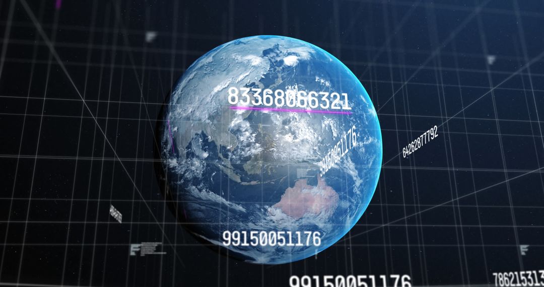Earth with Digital Numbers and Universe in Technology Theme