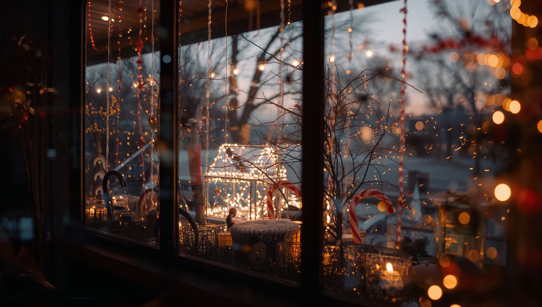 Magical Holiday Display: Cozy Decor with Lights and Candy Canes