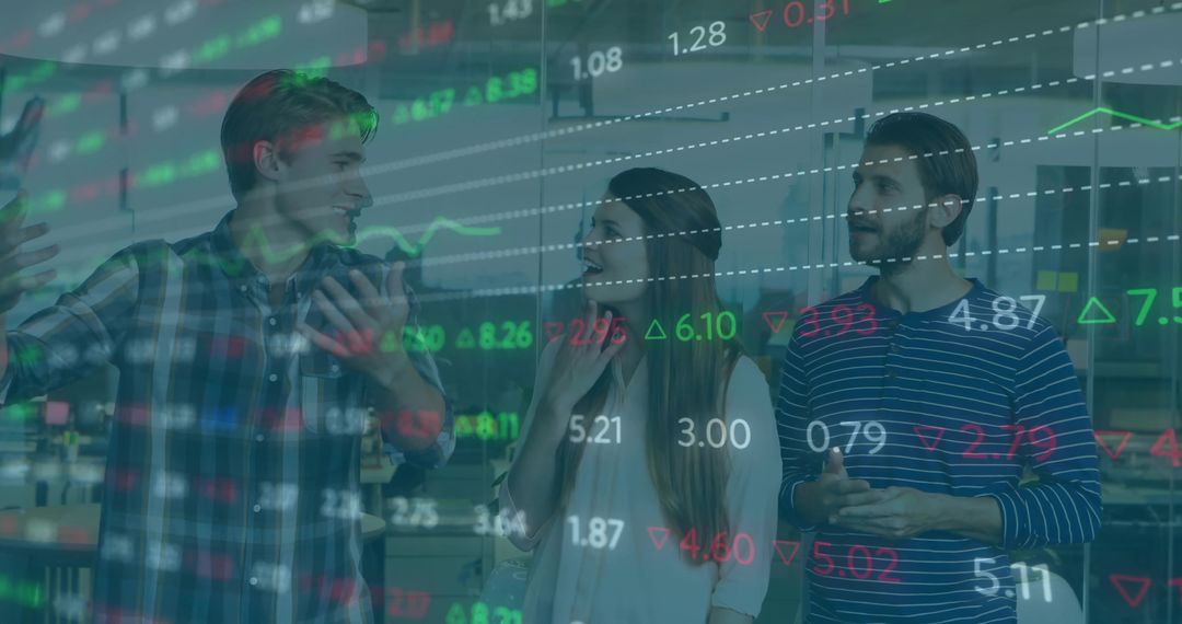 Professionals Discussing Financial Data in Corporate Setting