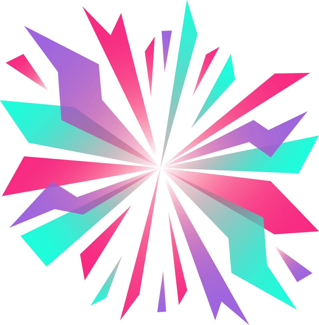 Vibrant Geometric Shard Explosion on Transparent Background