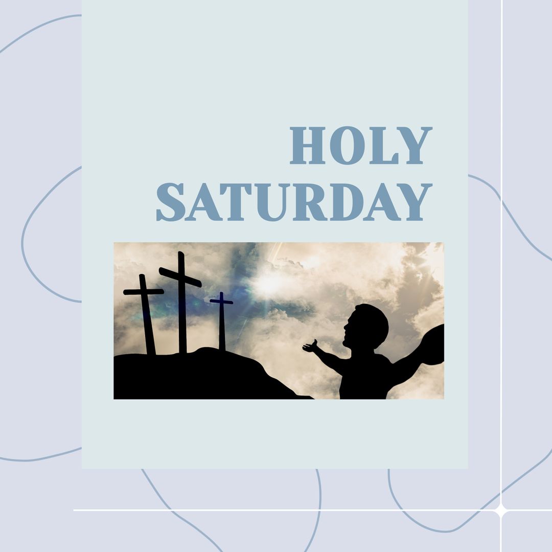 Holy Saturday Silhouette with Crosses and Praying Figure