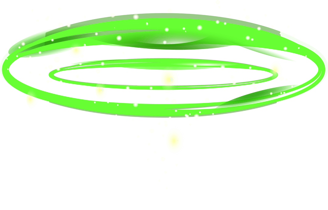 Transparent Neon Green Energy Vortex with Yellow Orbs