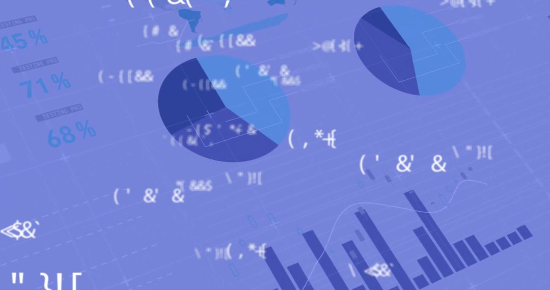 Abstract Data Visualizations with Graphs and Charts on Blue Background
