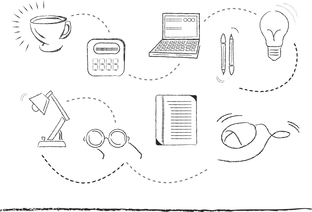 Transparent Business Icons Connecting Office and Creativity