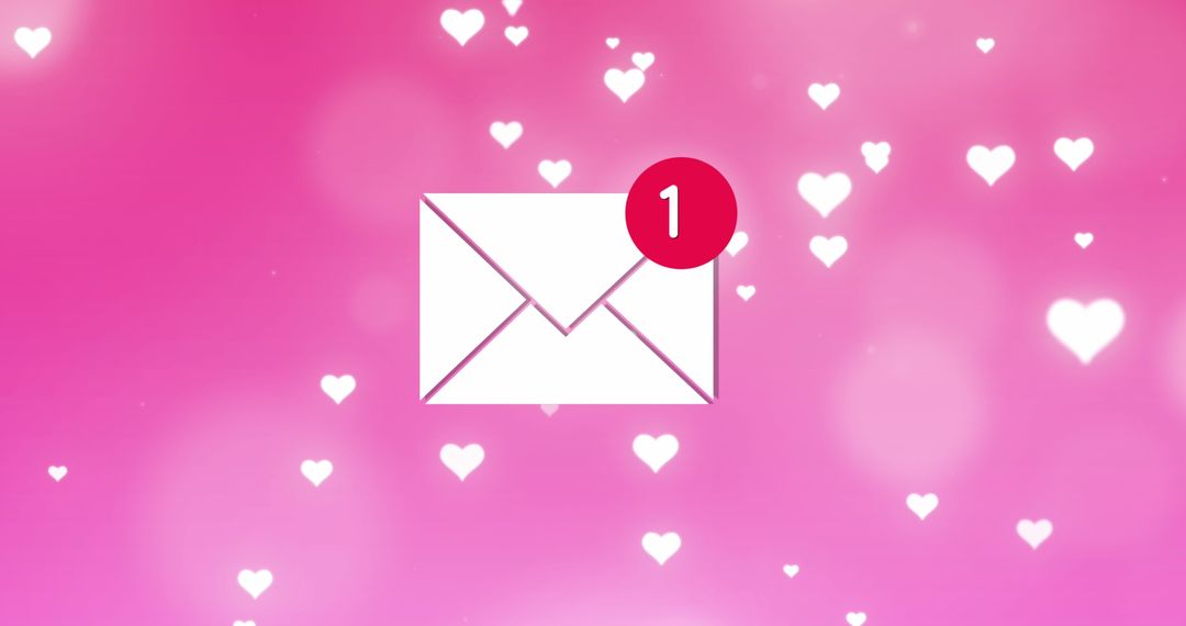 Email Notification with Heart Symbol Background on Pink