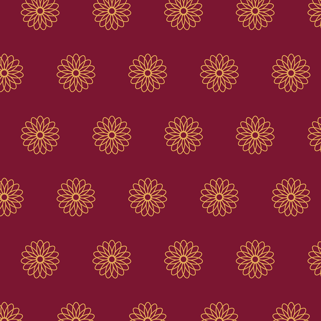 Elegant Yellow Floral Pattern on Claret Background Art Transparent