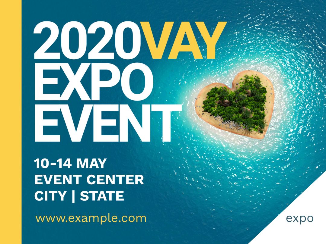 Vibrant Expo Event Promotional Banner Featuring Heart-Shaped Island