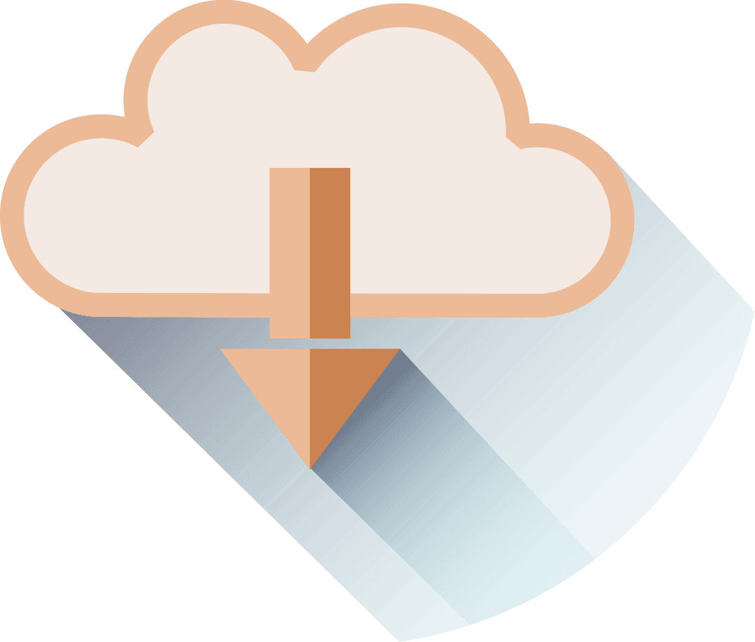 Transparent Cloud Icon with Downward Arrow Overlay