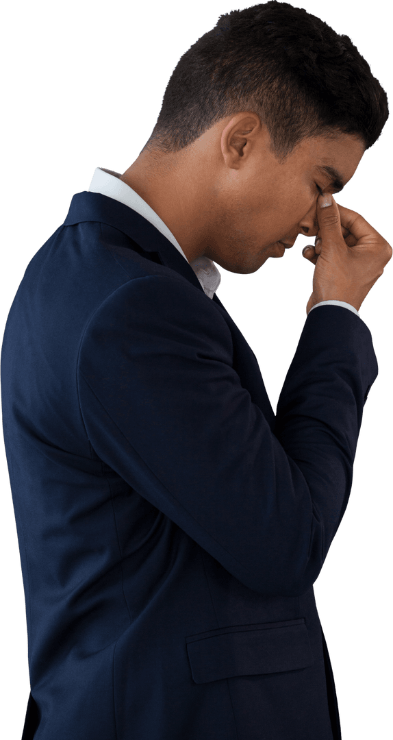 Transparent View of Businessman Suffering Headache Relieving Stress