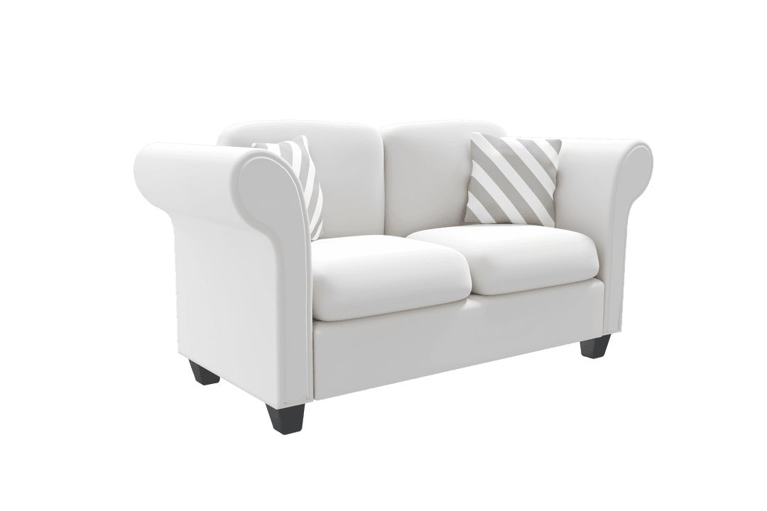 Elegant White Sofa on Transparent Background for Interior Design